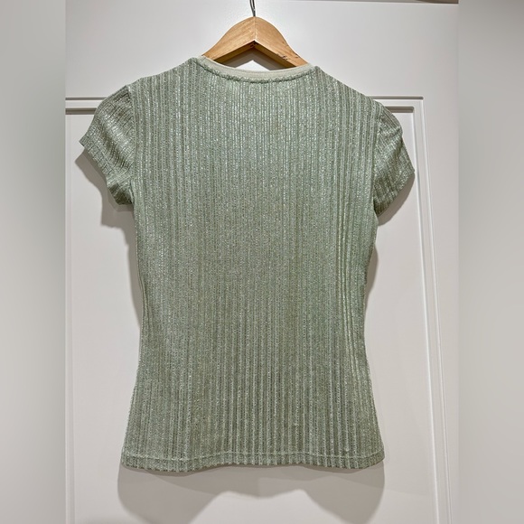 Metallic Ted baker sage shimmer striped short sleeve tee - Picture 5 of 8